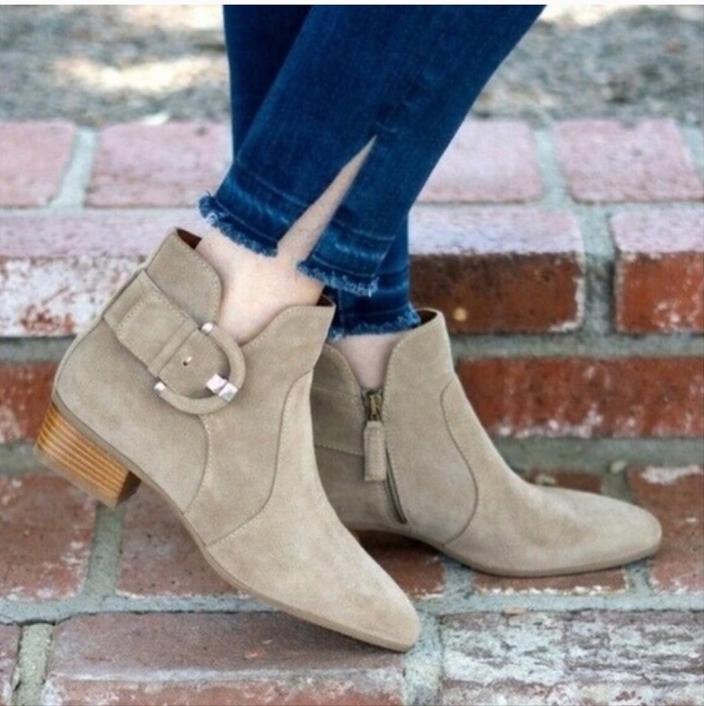 Aquatalia Fiamma Waterproof Suede Ankle Boots | 8 | Taupe Made in Italy